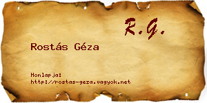 Rostás Géza névjegykártya